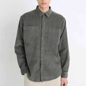 NWT Only & Sons Onsalp Corduroy Button Down Shirt in Castor Gray S